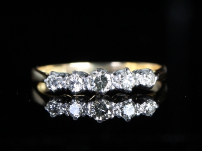 Art Deco Five Stone Diamond 18ct Gold and Platinum Ring