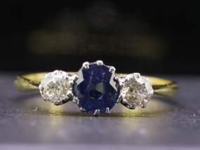 FABULOUS SAPPHIRE AND DIAMOND TRILOGY 18 CARAT GOLD RING