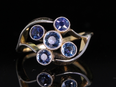Victorian 18ct Gold Five Stone Sapphire Ring