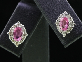 CLASSIC PINK SAPPHIRE AND DIAMOND 18 CARAT GOLD STUD EARRINGS