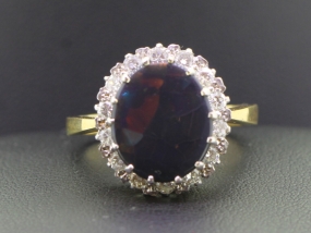  SPECTACULAR OPAL AND DIAMOND CLUSTER 18 CARAT GOLD RING