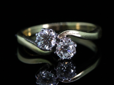 Spectacular Edwardian 18 Carat Gold Two Diamond Twist Ring