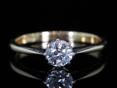 Edwardian Old Cut Diamond Solitaire 18ct Gold Ring