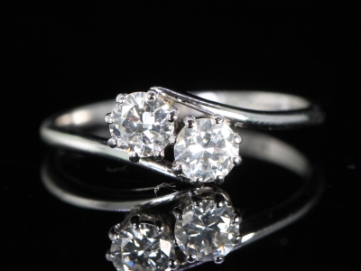 Vintage Toi et Moi Diamond on a Twist 18ct Gold and Platinum Ring