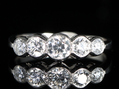 Edwardian Old Cut Diamond Five Stone Platinum Ring 