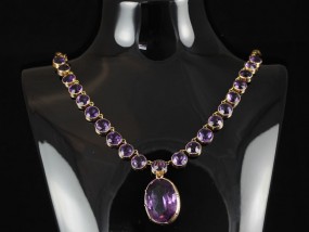 STUNNING VICTORIAN, CIRCA 1800 AMETHYST RIVIERE 9 CARAT ROSE GOLD NECKLACE